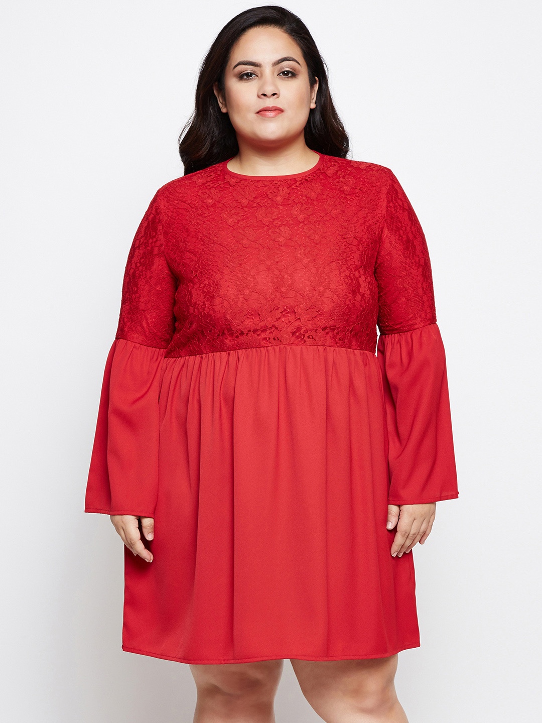 

Oxolloxo Women Red Solid Fit and Flare Dress
