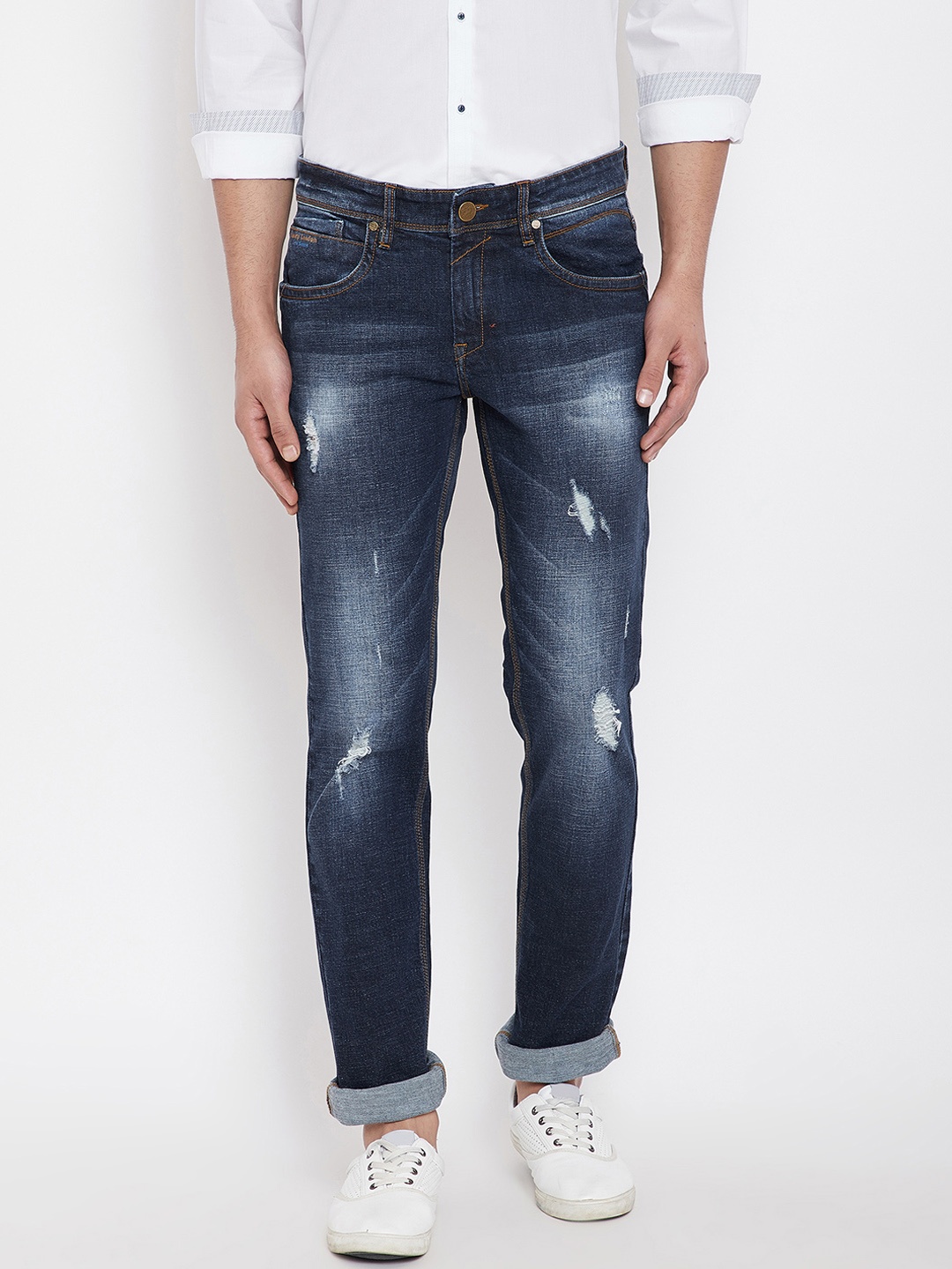 

Canary London Men Grey & Black Smart Slim Fit Mid-Rise Mildly Distressed Jeans