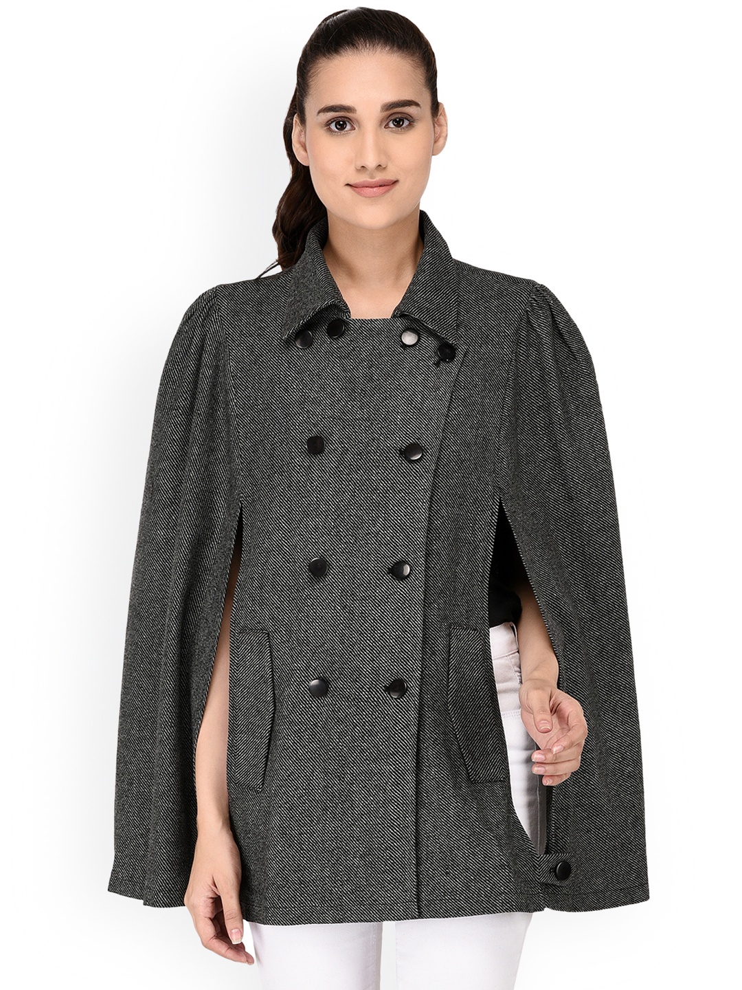 

Owncraft Women Grey Solid Cape Coat
