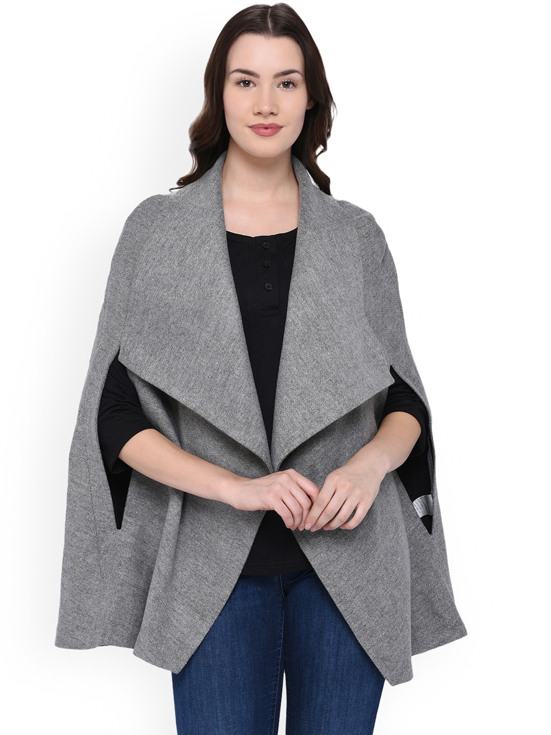 

Owncraft Women Grey Solid Cape Coat