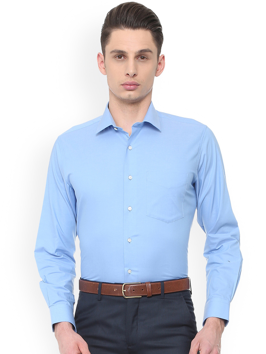 

Van Heusen Men Blue Regular Fit Self Design Formal Shirt
