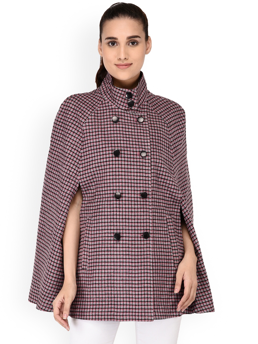 

Owncraft Women Pink Checked Cape Coat
