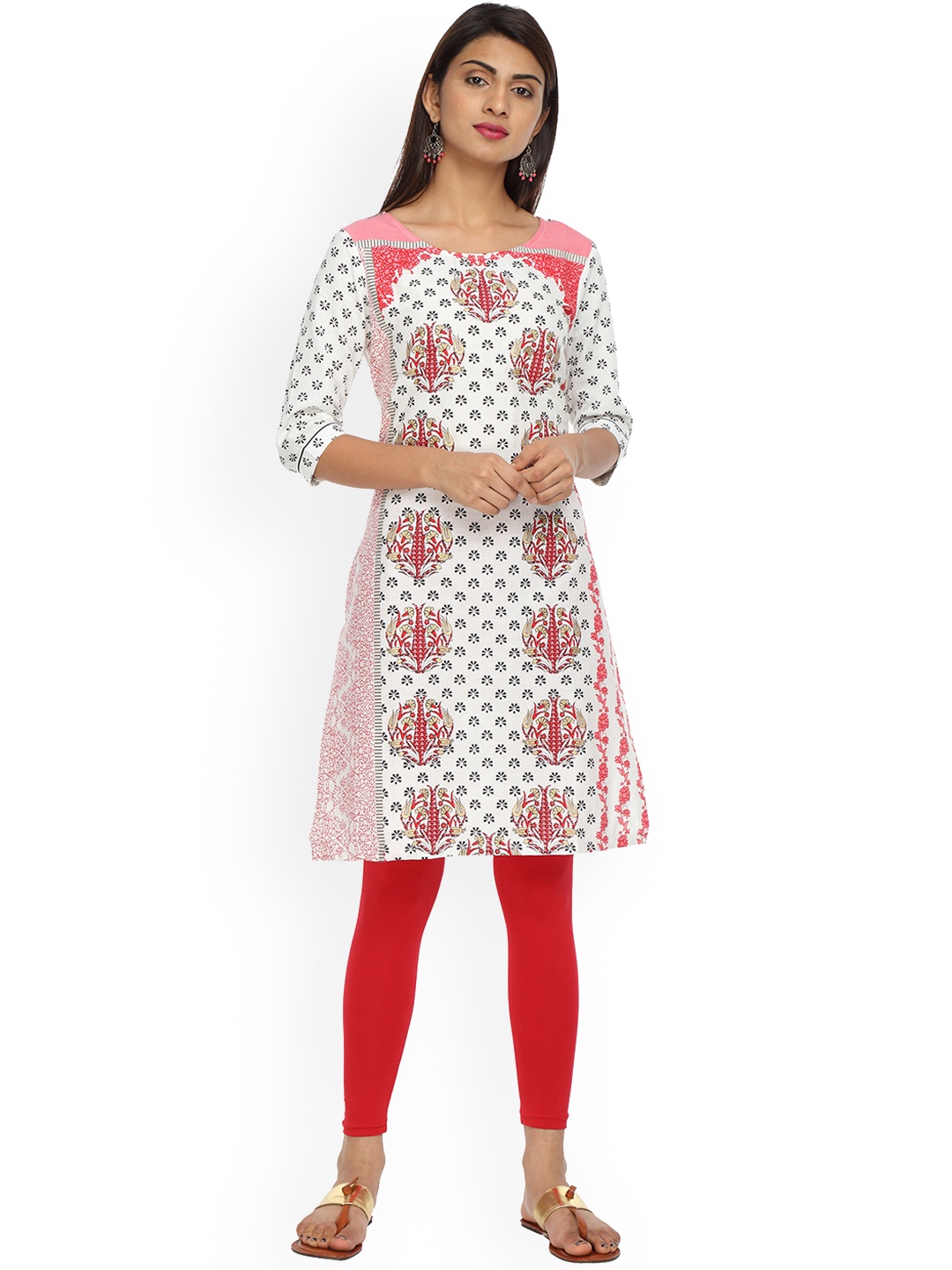 

Alena Women Pink & White Printed A-Line Kurta
