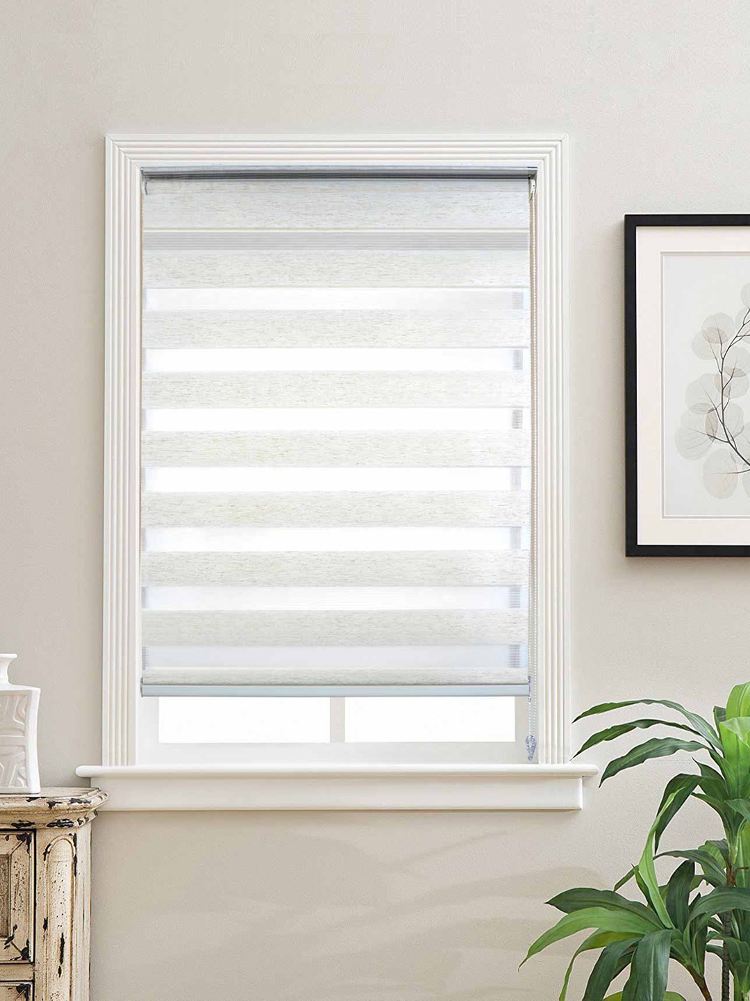 Deco Window Off-White Single Zebra Roller Blind Curtains