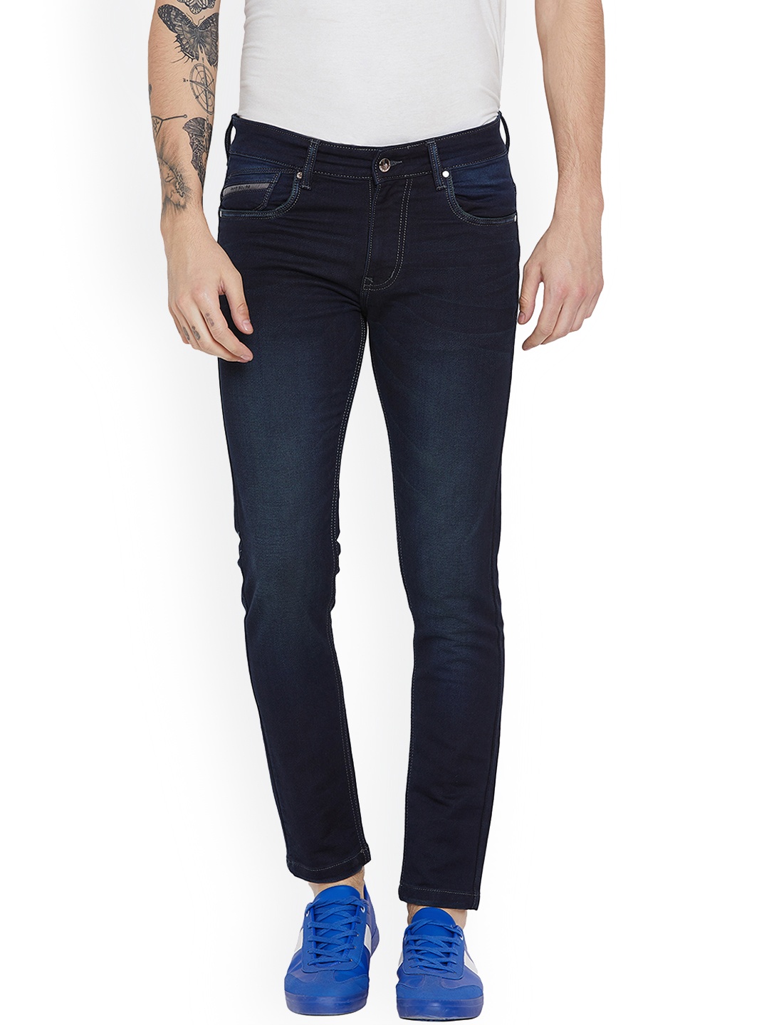 

Duke Men Slim Fit Mid-Rise Clean Look Stretchable Jeans, Blue