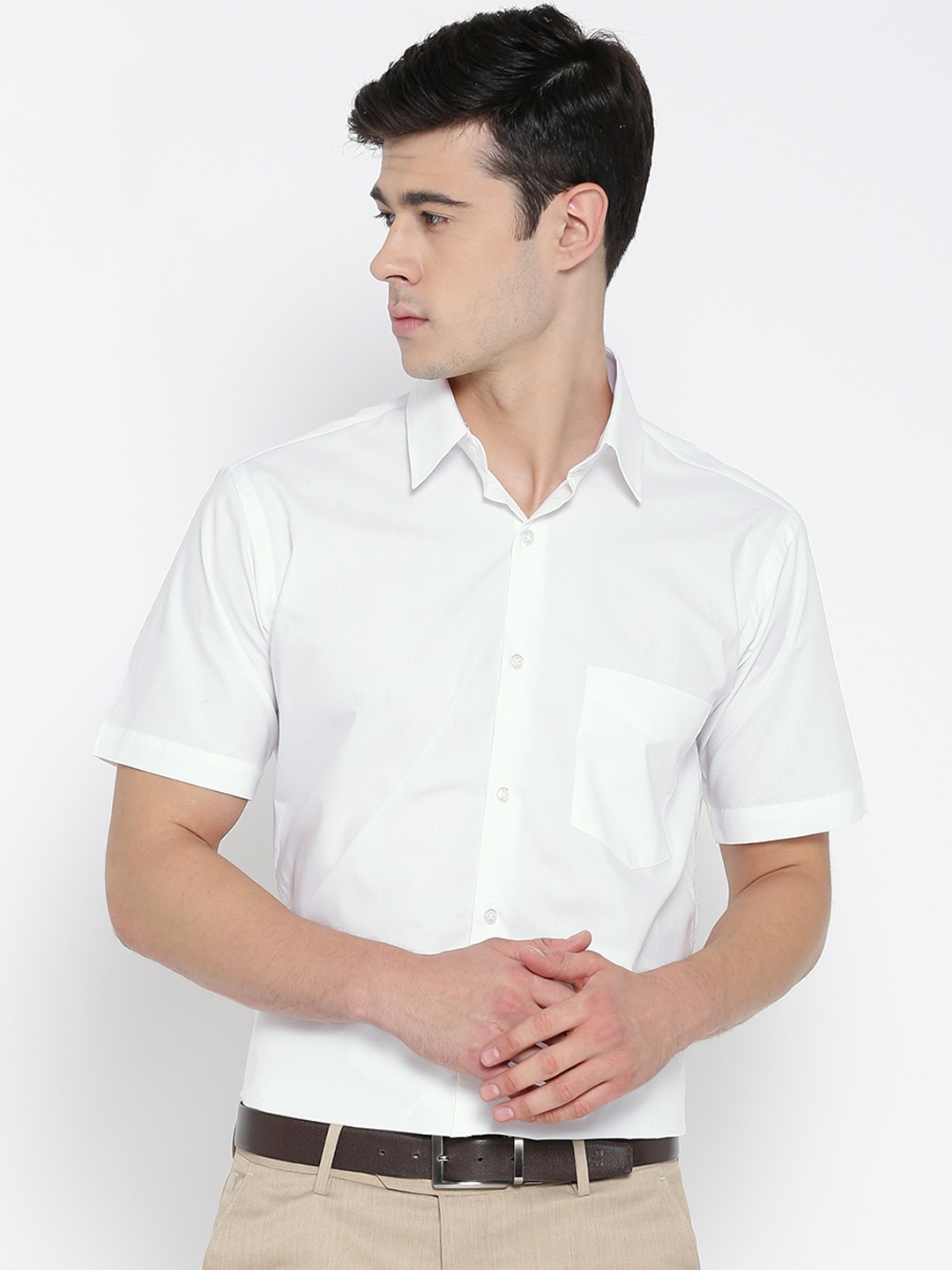 

Hancock Men White Slim Fit Solid Formal Shirt