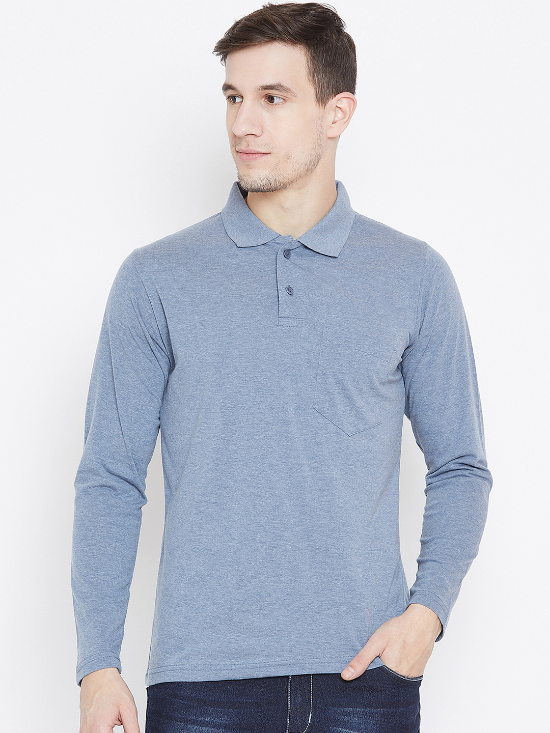

Camey Men Blue Solid Polo Collar T-shirt