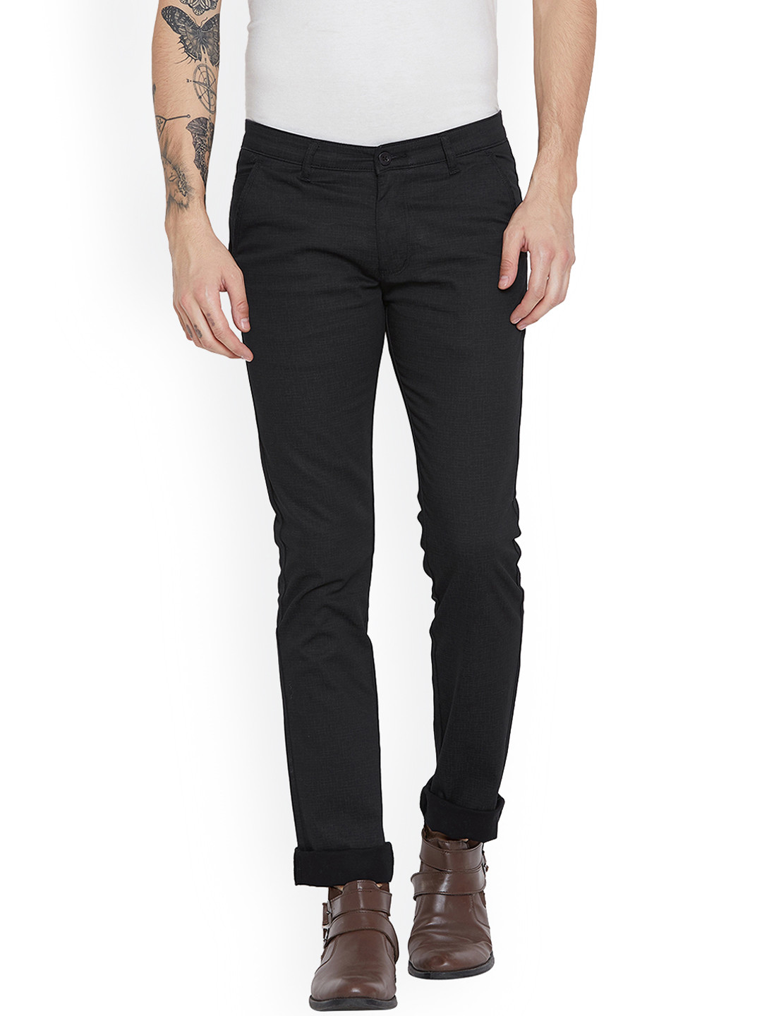 

Duke Men Black Slim Fit Solid Chinos