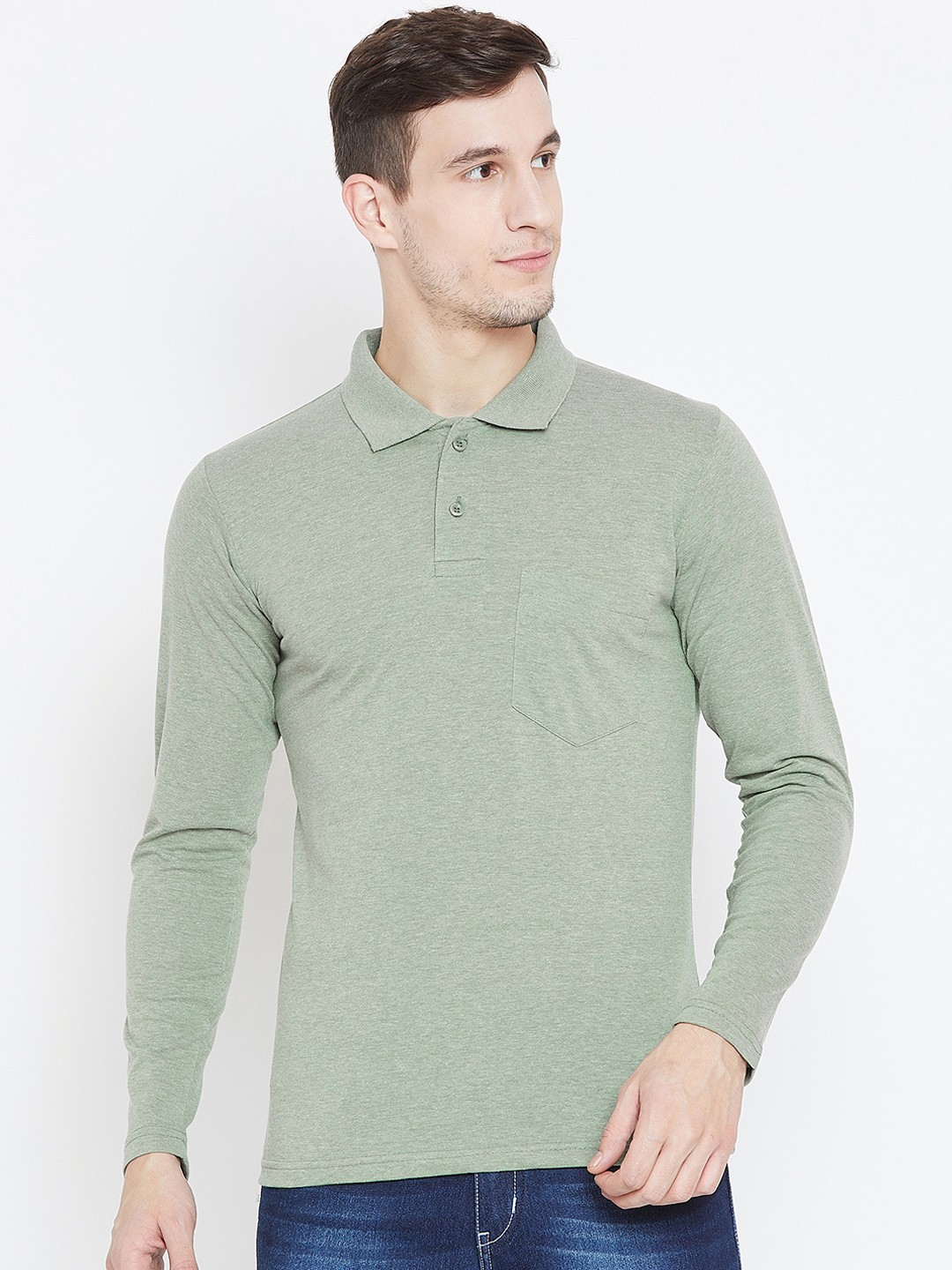 

Camey Men Green Solid Polo Collar Slim Fit T-shirt