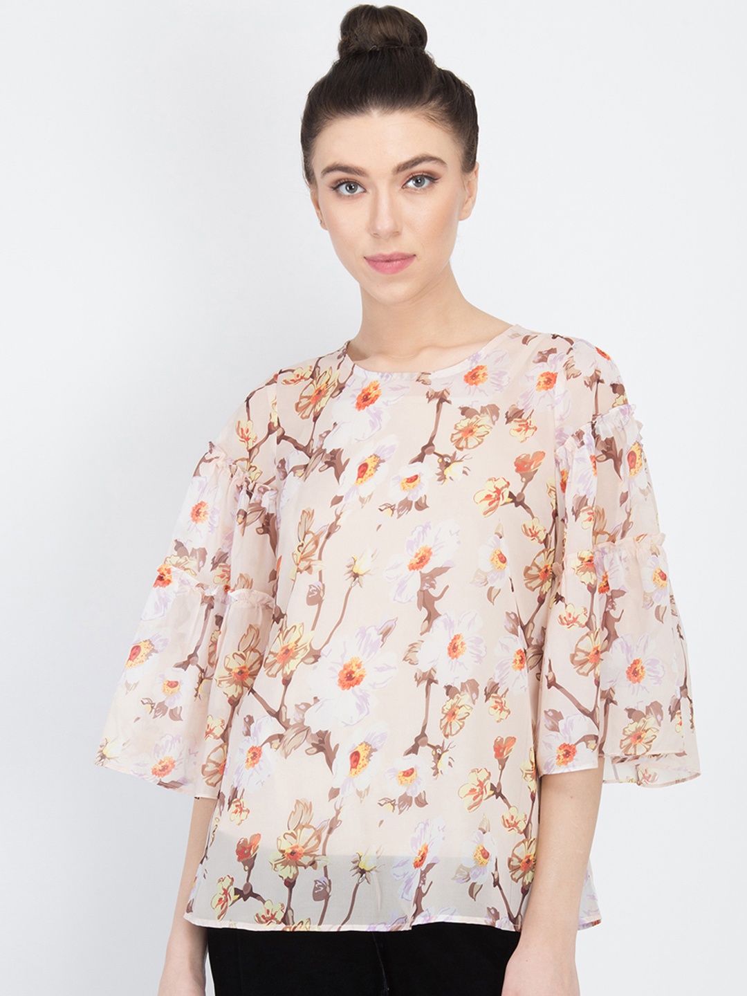 

NIZA Women Cream-Coloured Printed Top