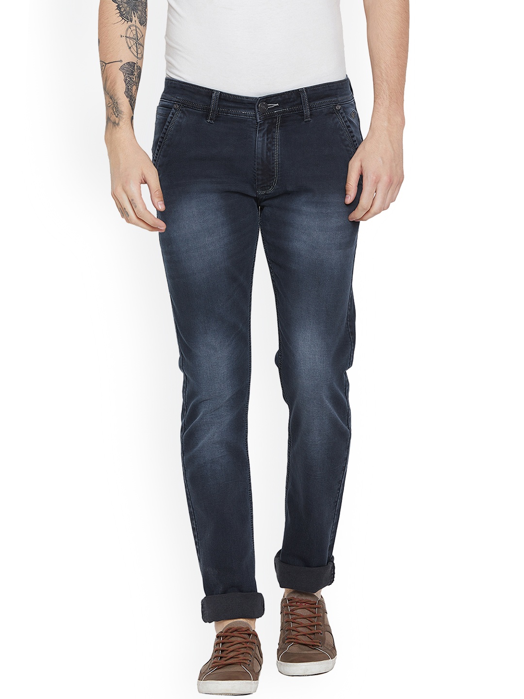 

Duke Men Slim Fit Mid-Rise Clean Look Stretchable Jeans, Blue