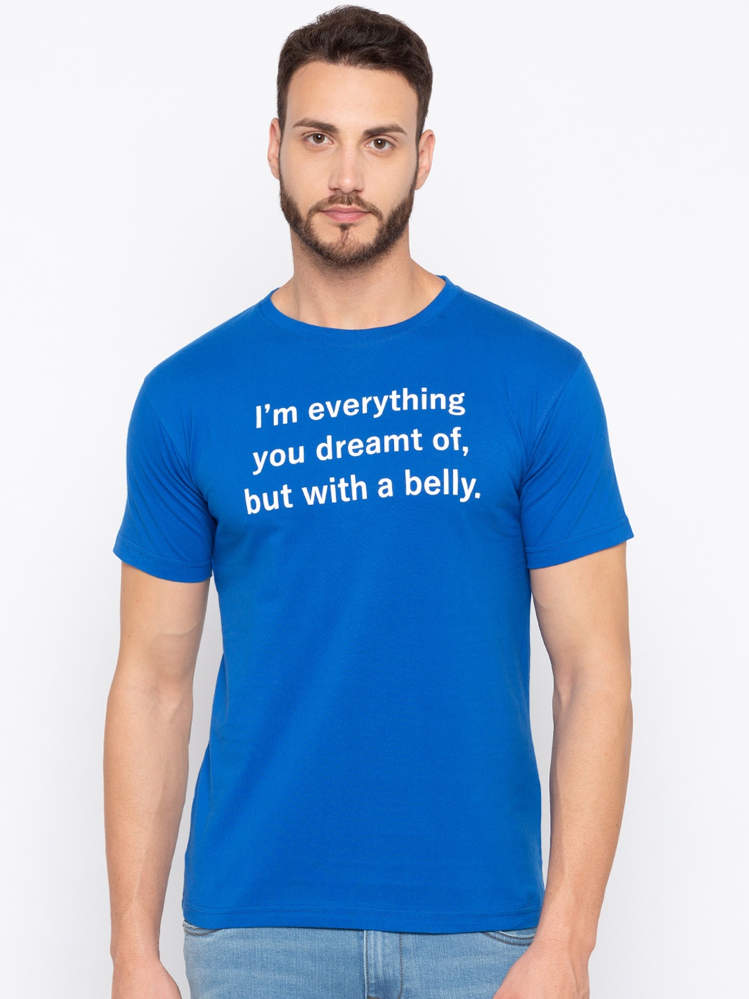 

Globus Men Blue Printed Round Neck T-shirt