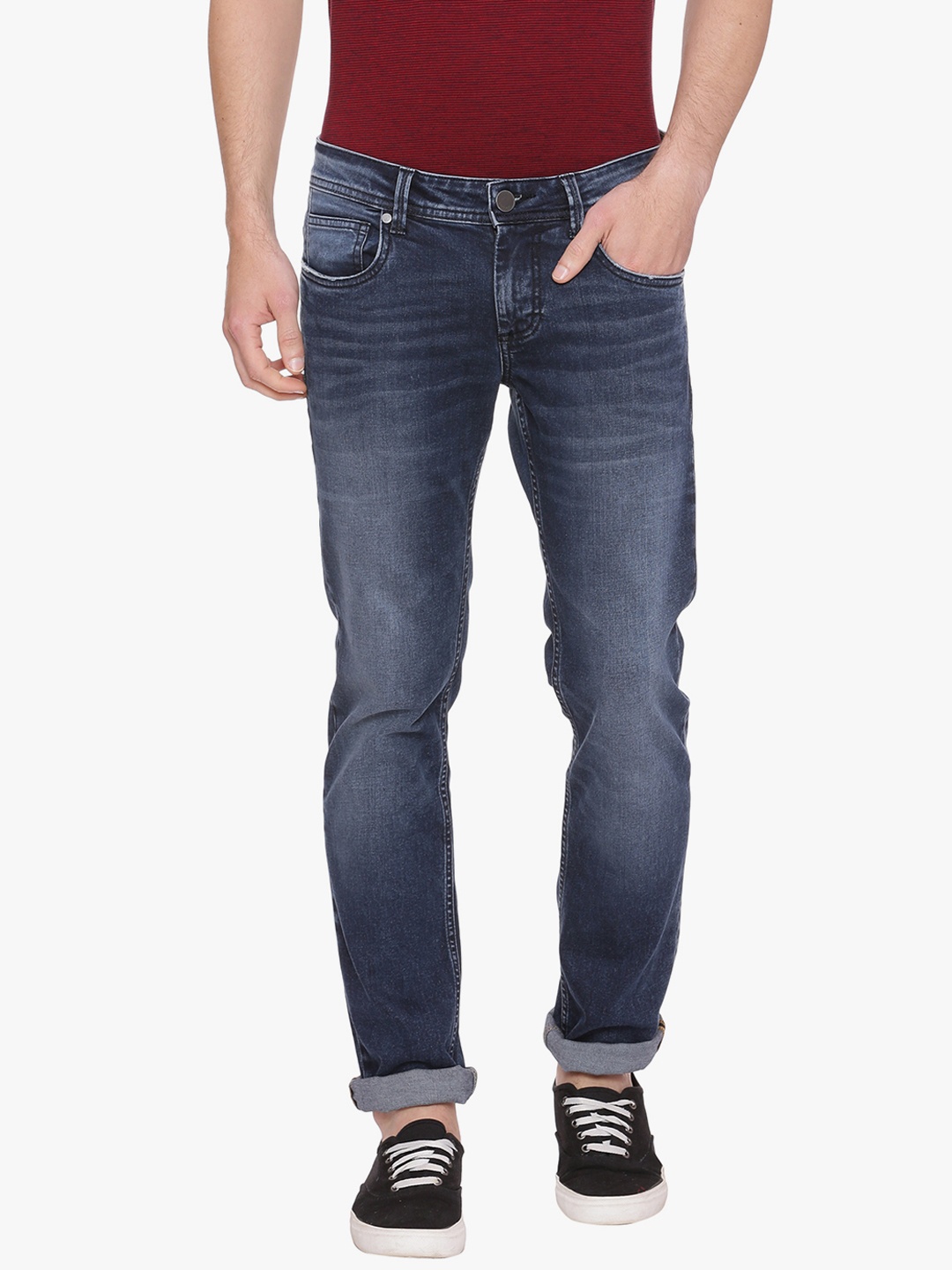 

Basics Men Navy Blue Skinny Fit Low-Rise Clean Look Stretchable Jeans