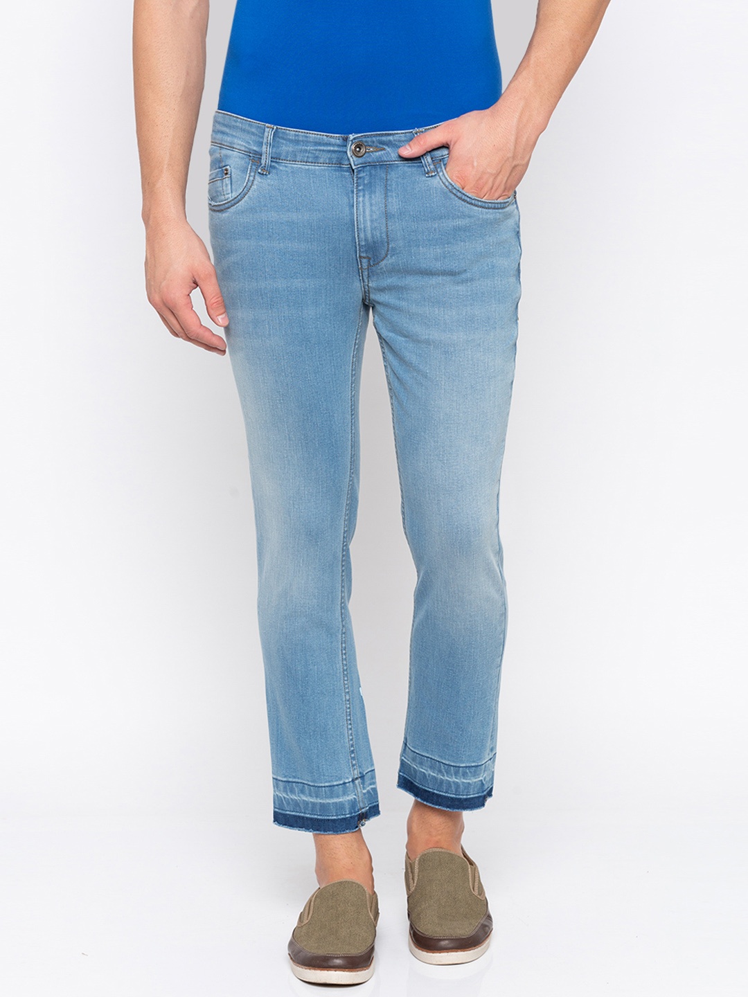 

Globus Men Blue Slim Fit Mid-Rise Printed Ankle Clean Look Jeans