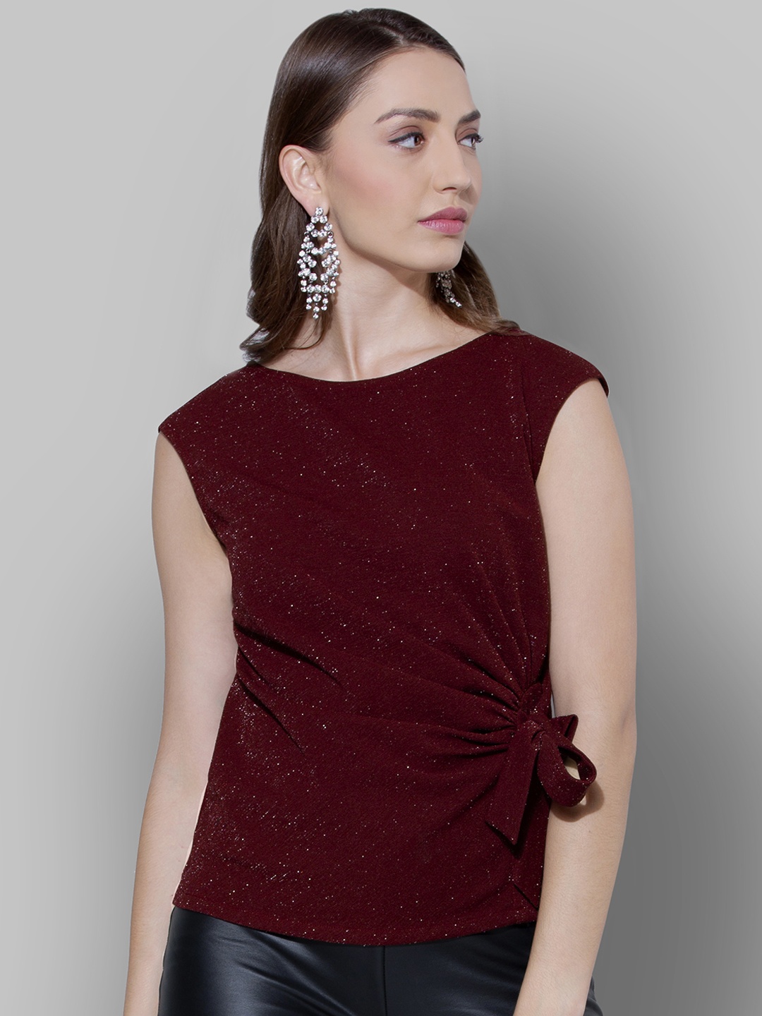 

FabAlley Women Maroon Solid Top