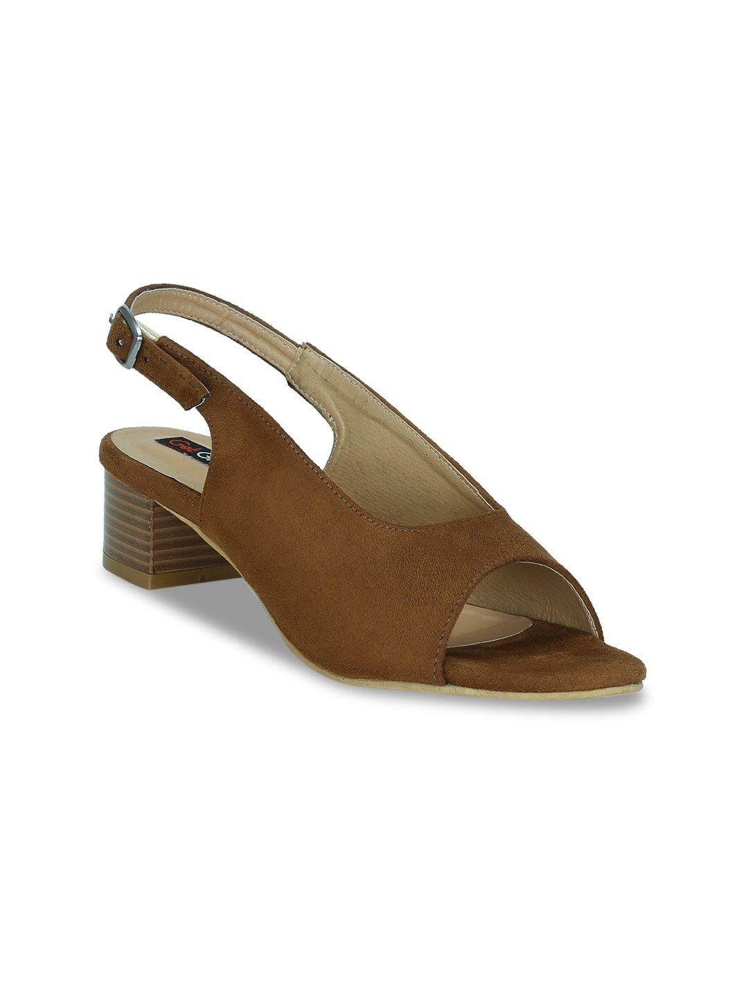 

Get Glamr Women Tan Brown Solid Peep Toes