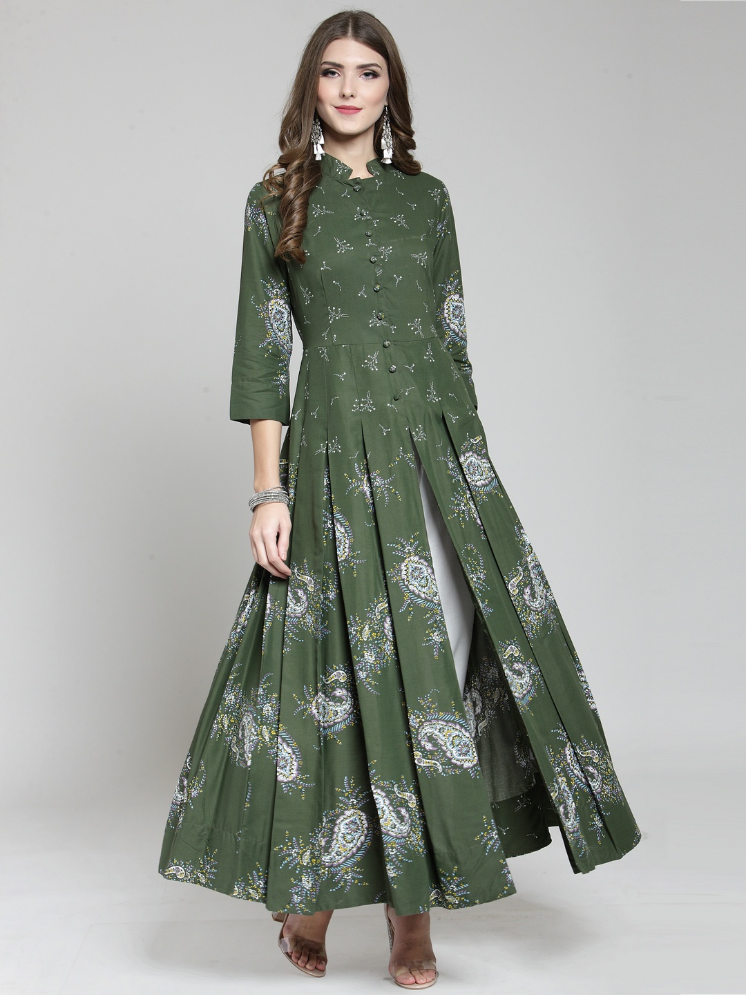 

Sera Women Green & White Printed Kurta with Palazzos