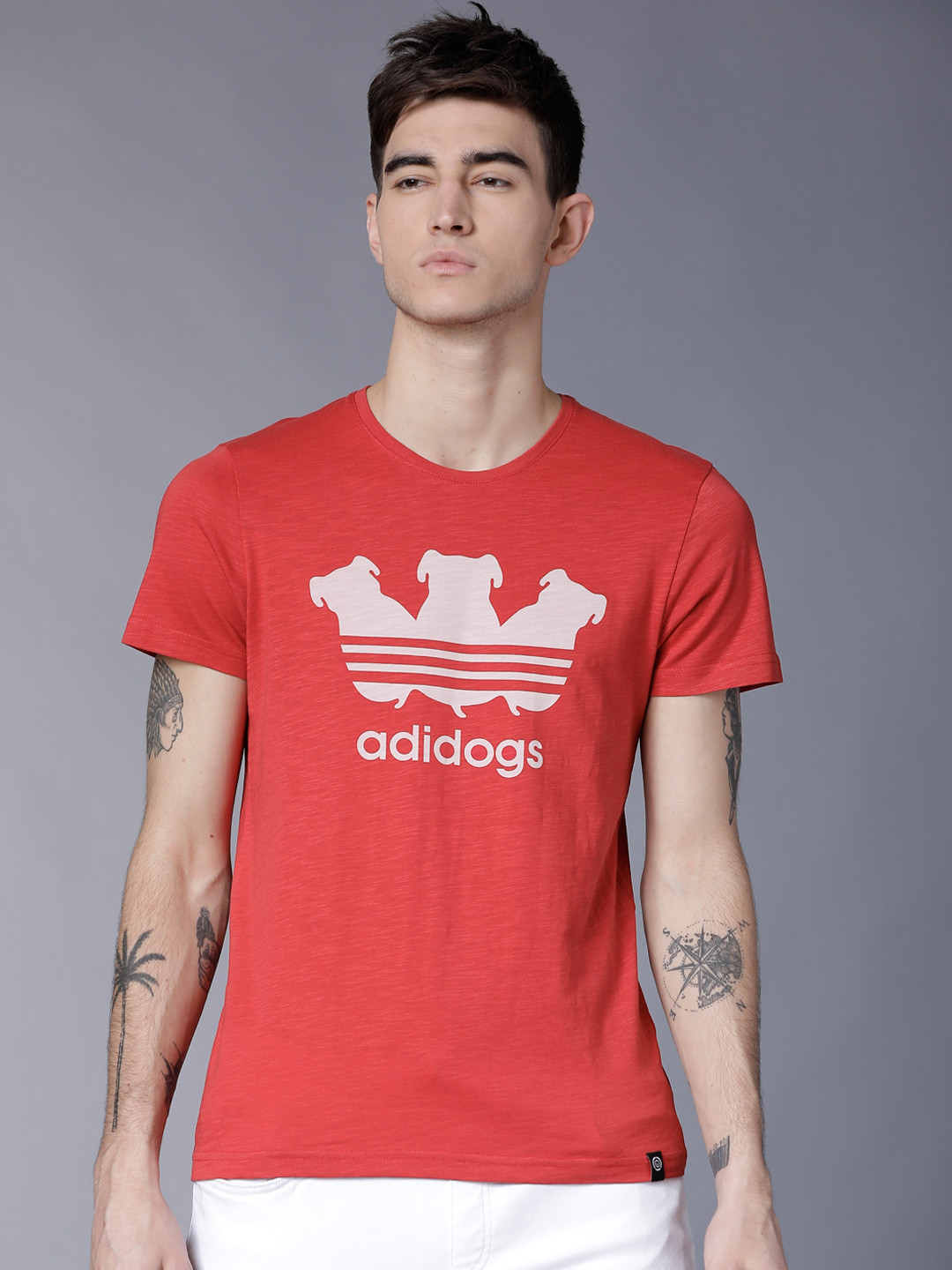 

LOCOMOTIVE Men Red Printed Round Neck T-shirt