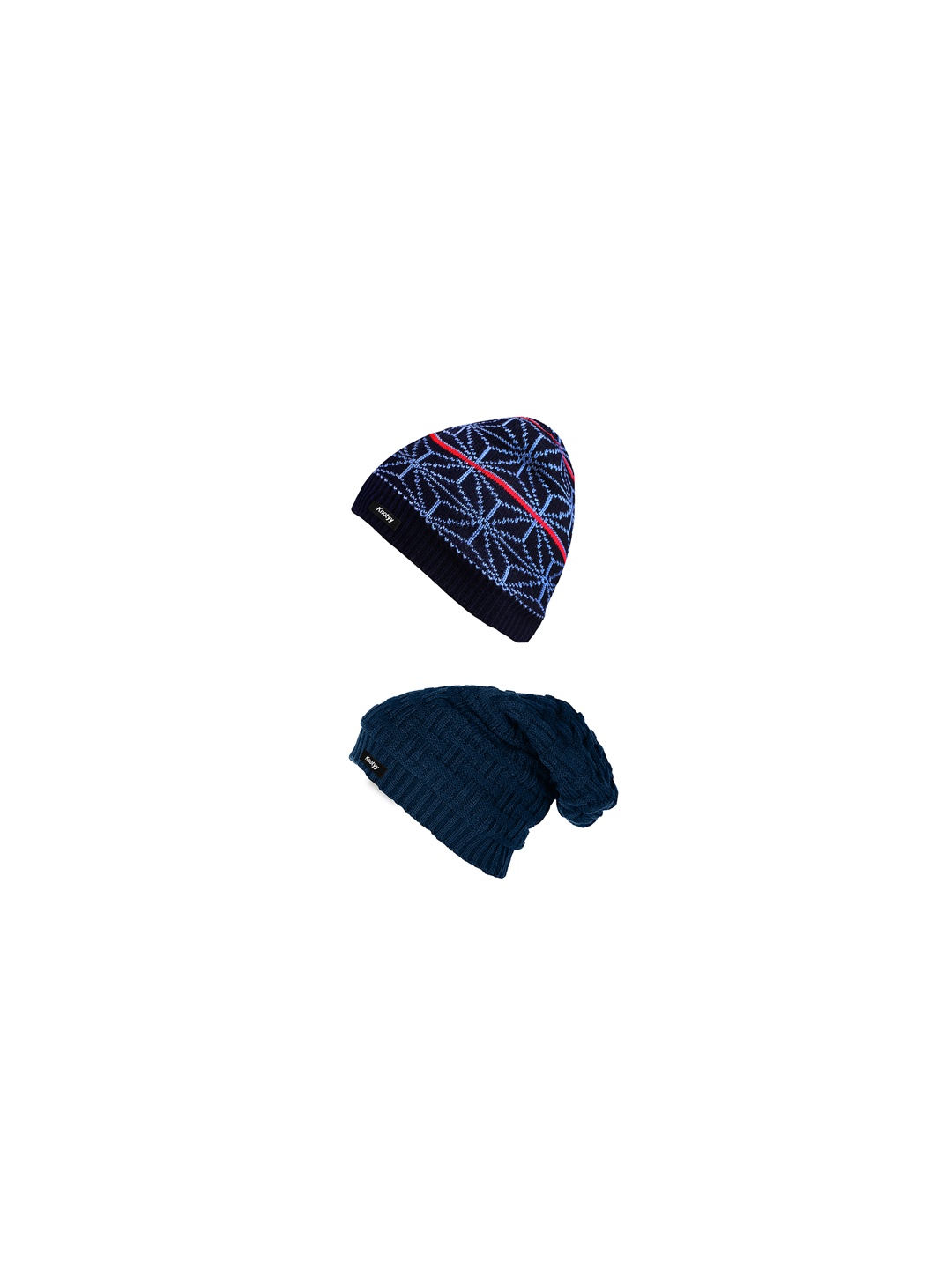 

Knotyy Men Set of 2 Multicoloured Self Design Beanie, Multi