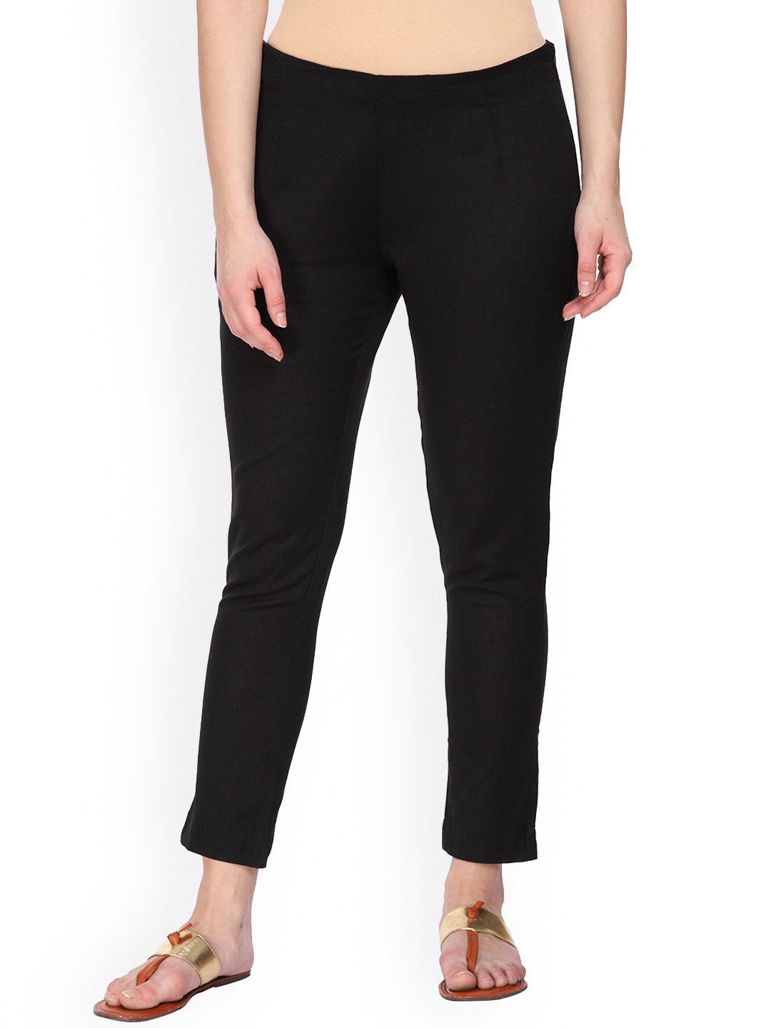 

Alena Women Black Regular Fit Solid Cigarette Trousers