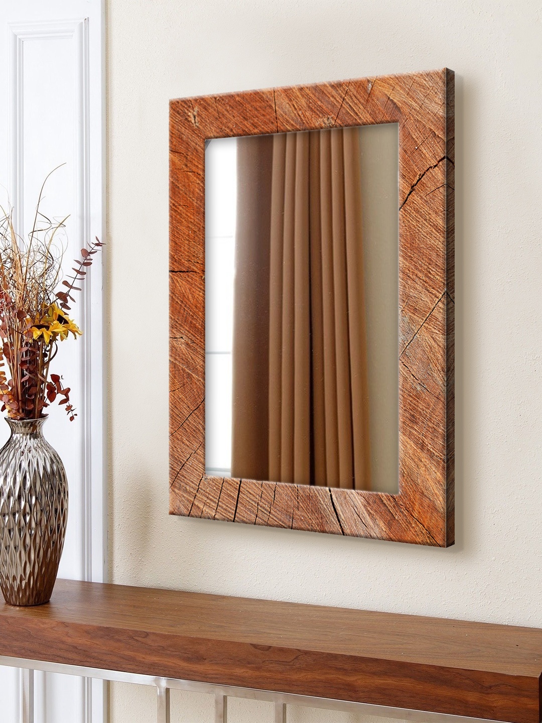 

999Store Brown Printed MDF Wall Mirror