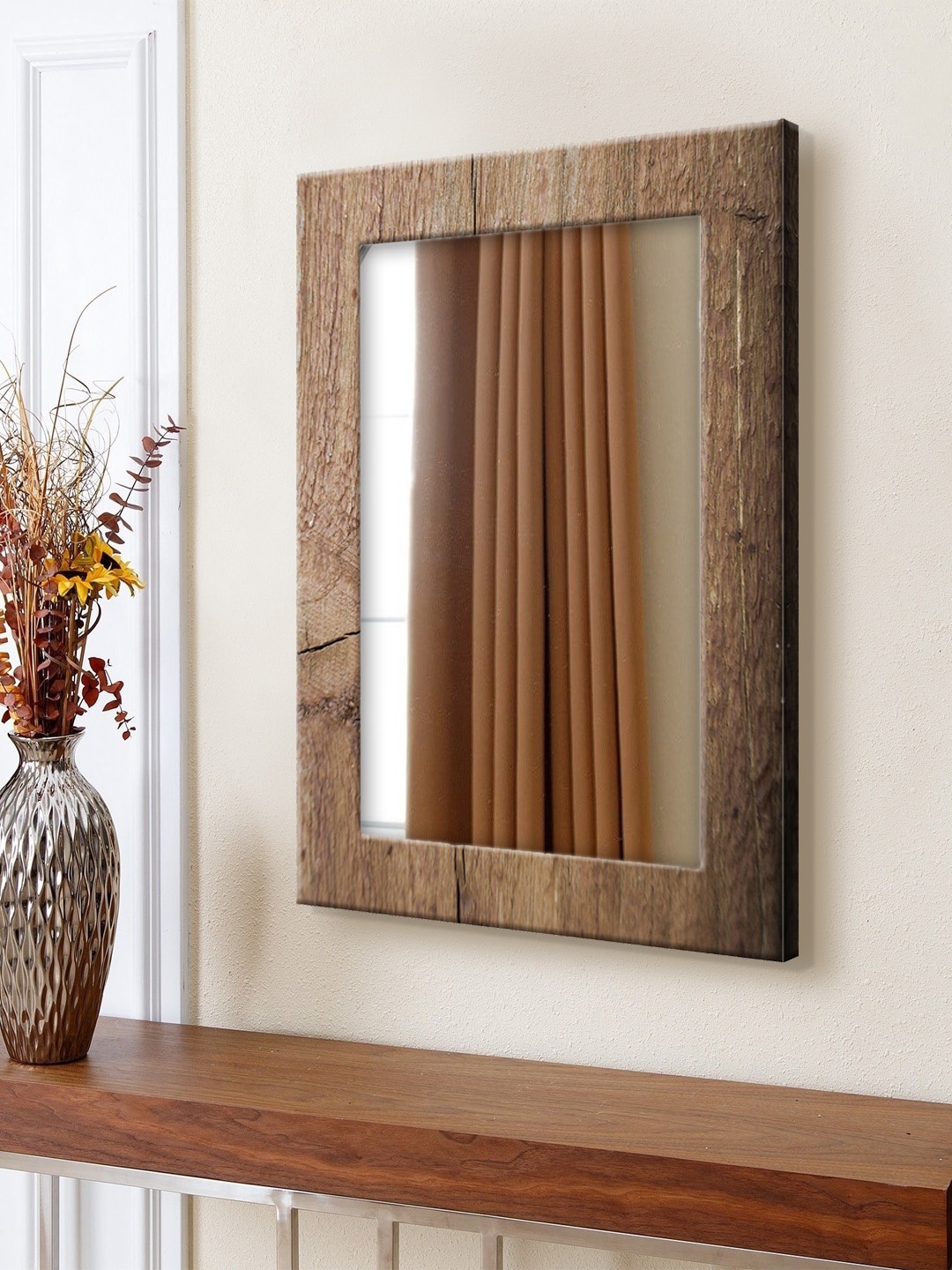 

999Store Brown Printed MDF Wall Mirror