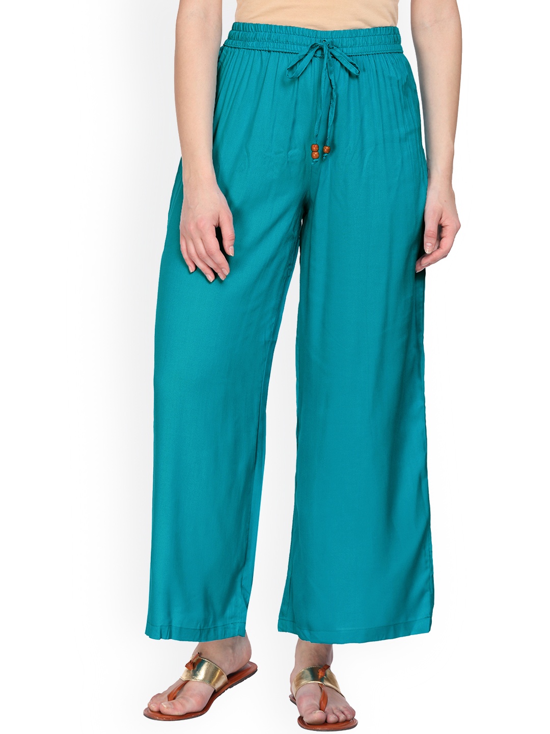 

Alena Women Teal Green Solid Wide Leg Palazzos