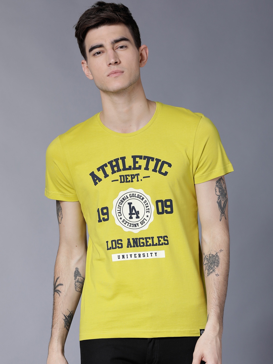 

LOCOMOTIVE Men Green Printed Round Neck T-shirt
