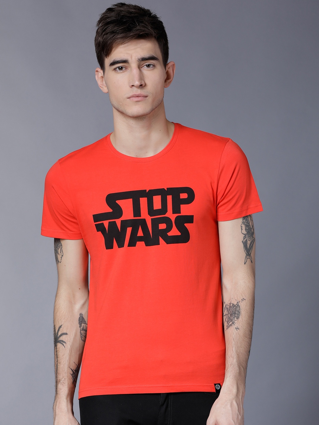 

LOCOMOTIVE Men Red Printed Round Neck T-shirt