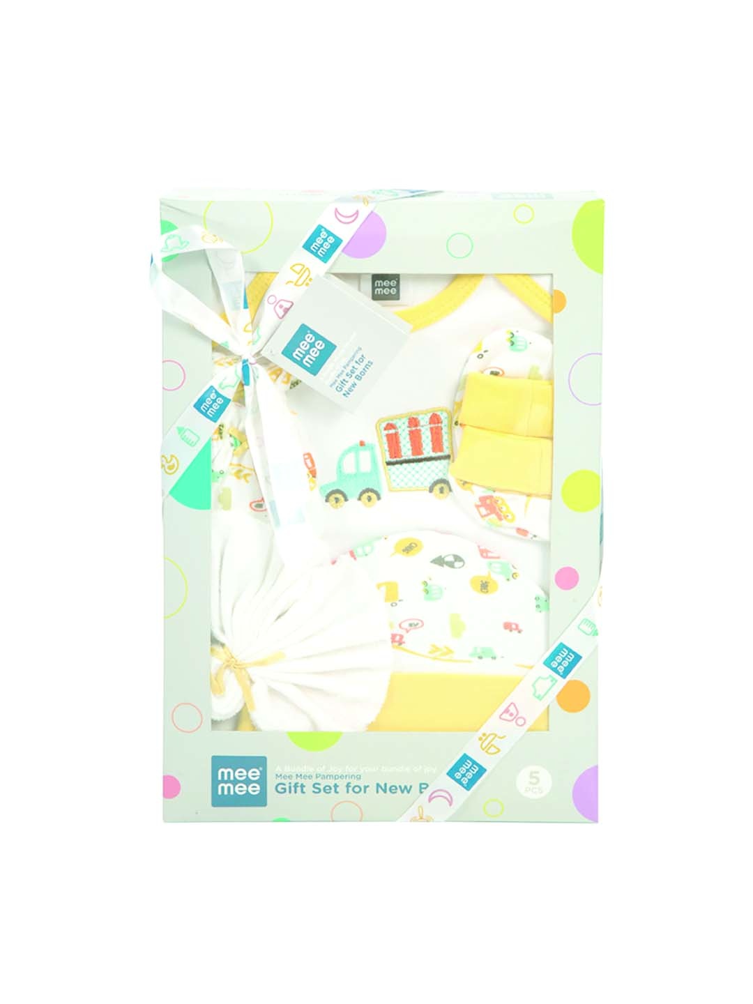 

Mee Mee White & Yellow Printed 5-Piece Baby Gift Set