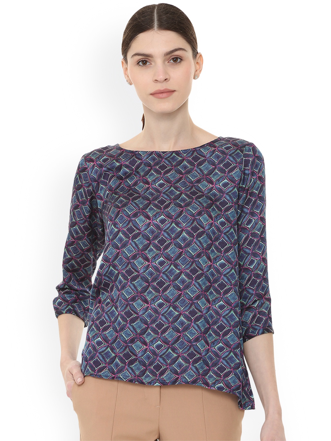 

Van Heusen Woman Blue Printed Top