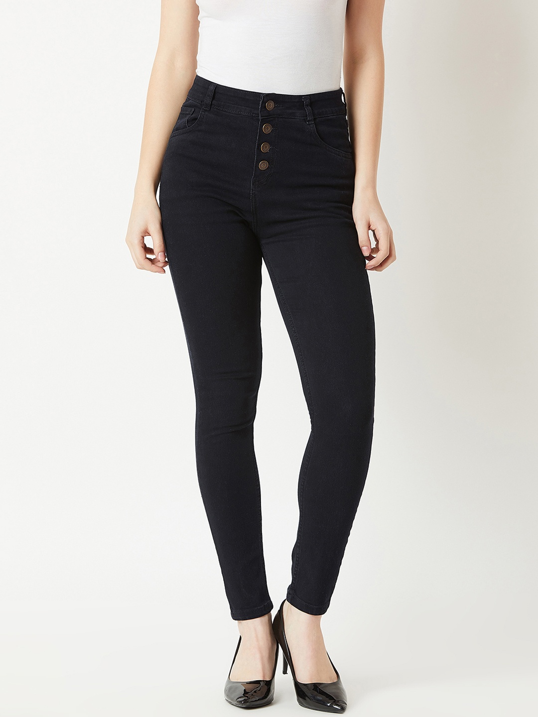 

Miss Chase Women Black Skinny Fit High-Rise Clean Look Jeans