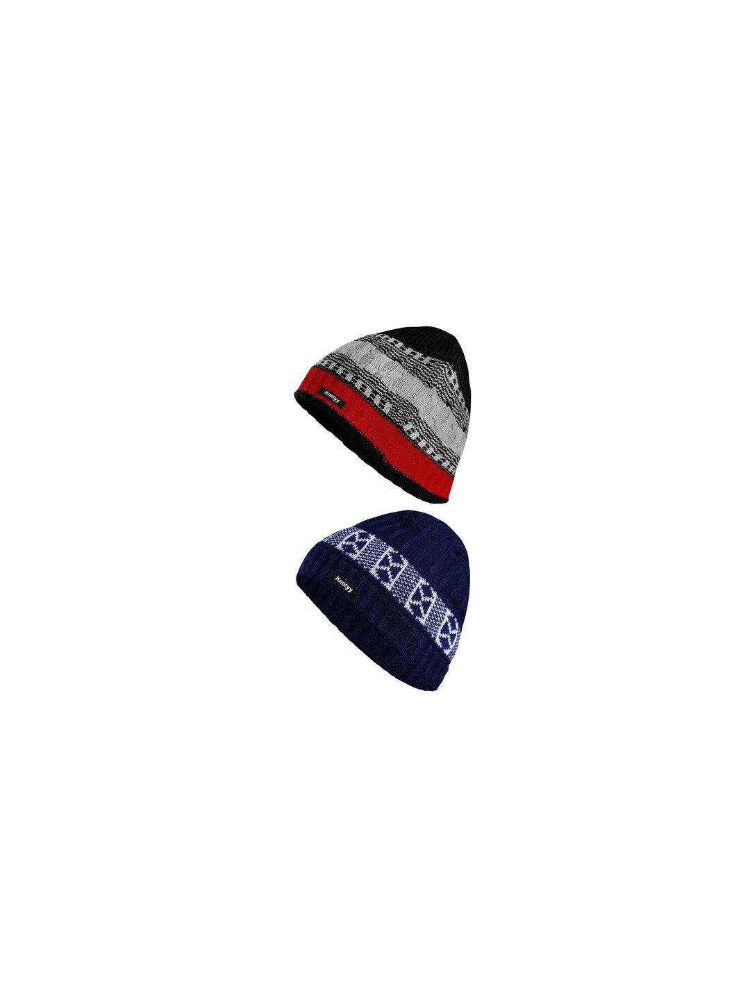 

Knotyy Men Set of 2 Multicoloured Self Design Beanies, Multi