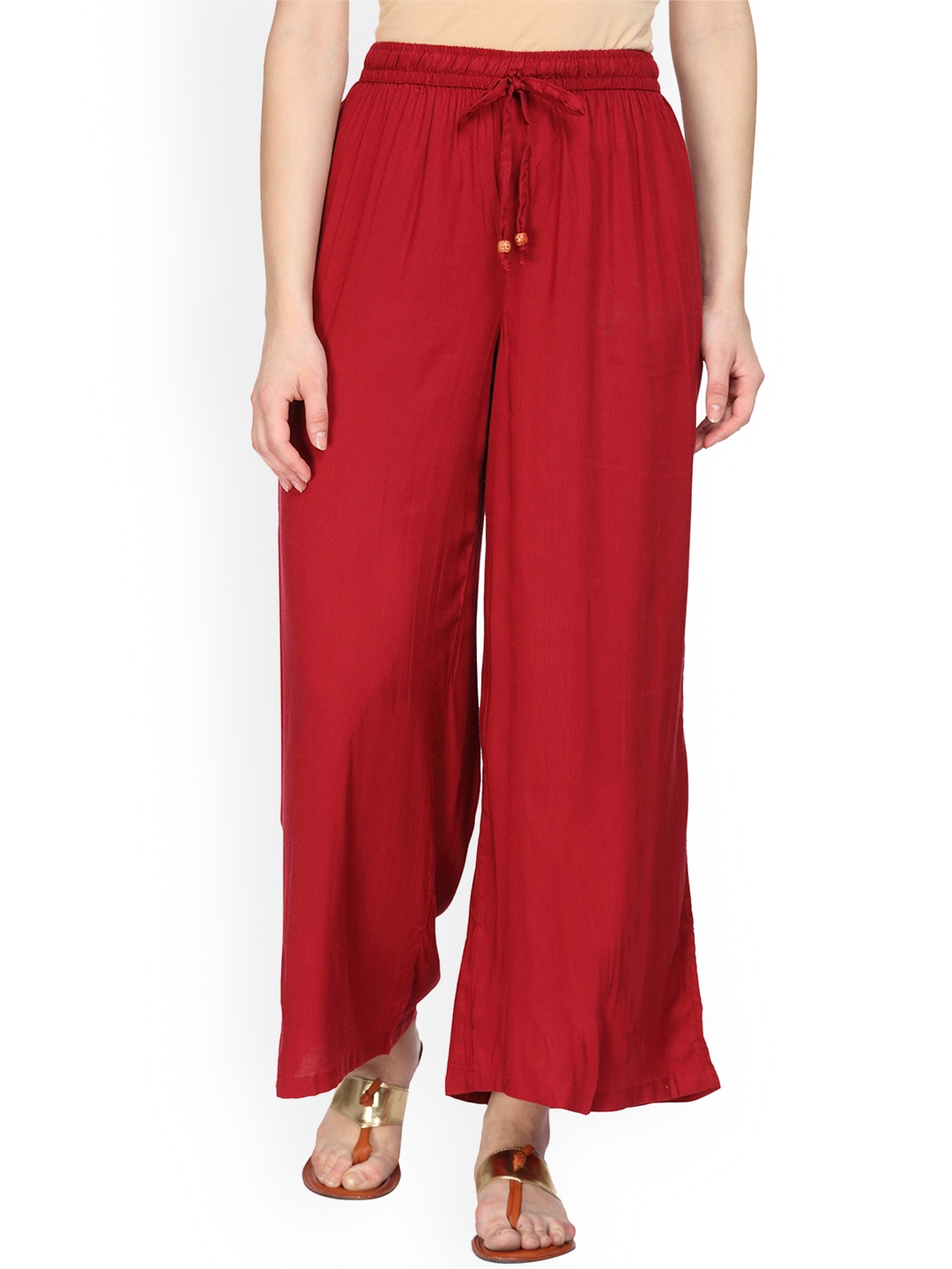 

Alena Women Red Solid Wide Leg Palazzos