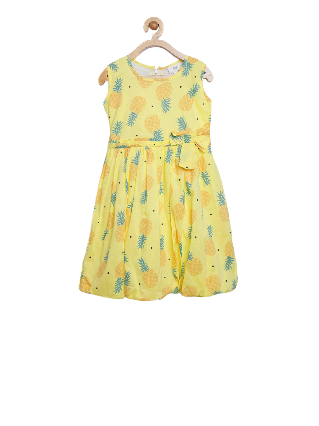 

Sera Girls Yellow Printed Fit and Flare Dress
