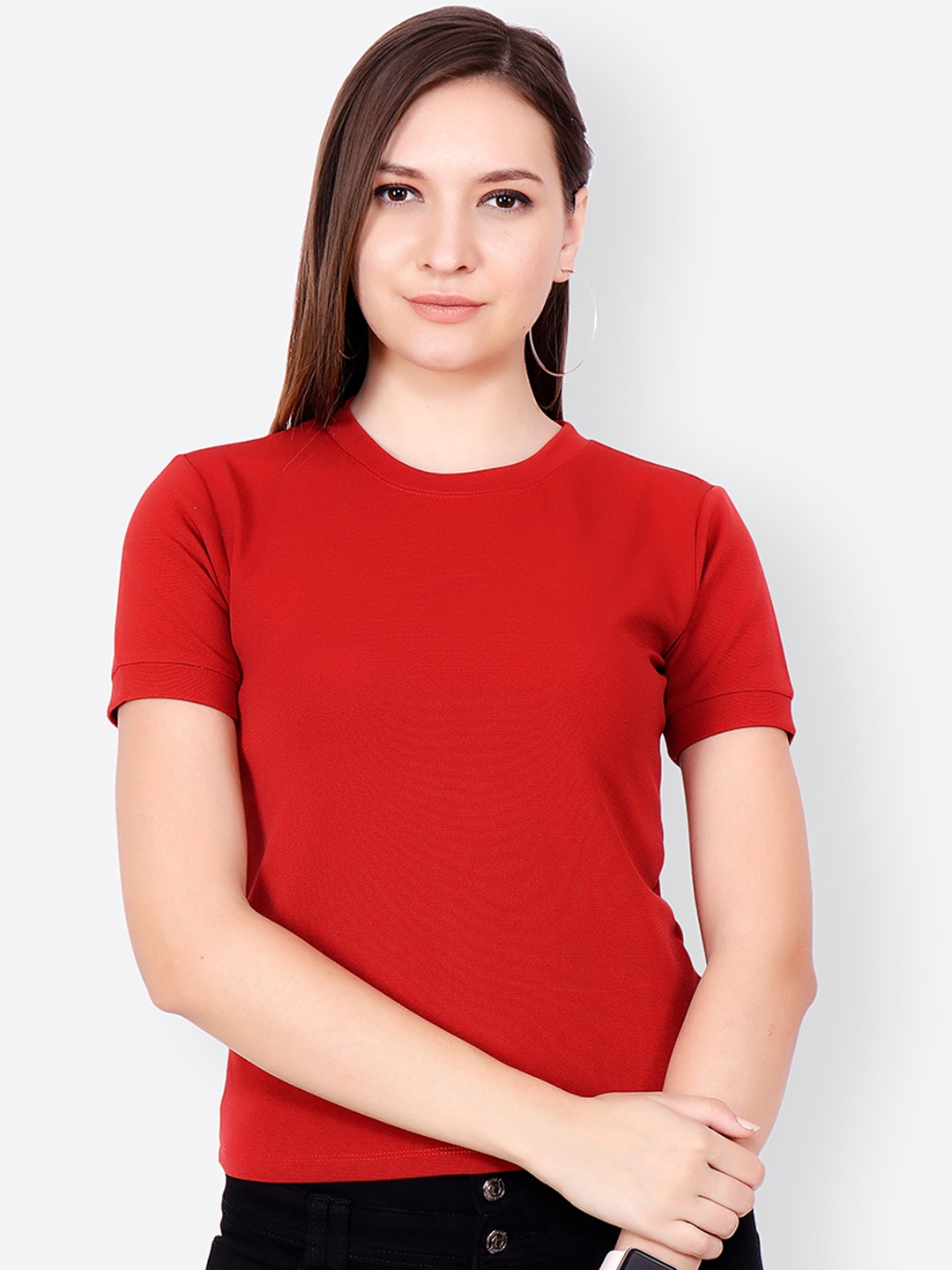 

SCORPIUS Women Red Solid Top