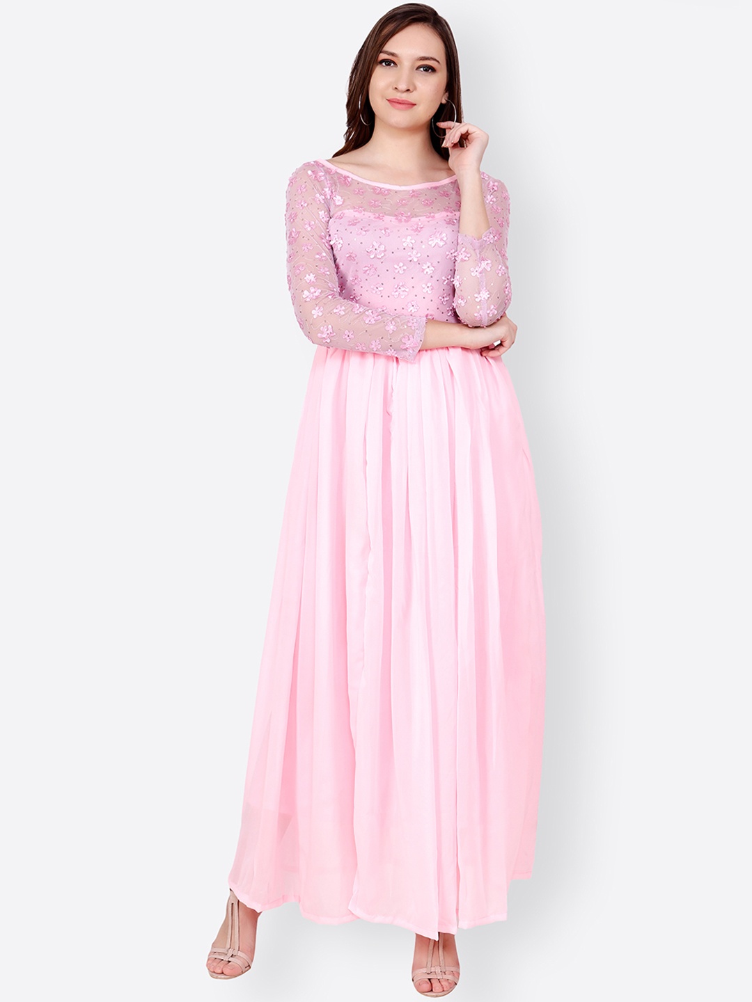 

SCORPIUS Women Pink Solid Maxi Dress