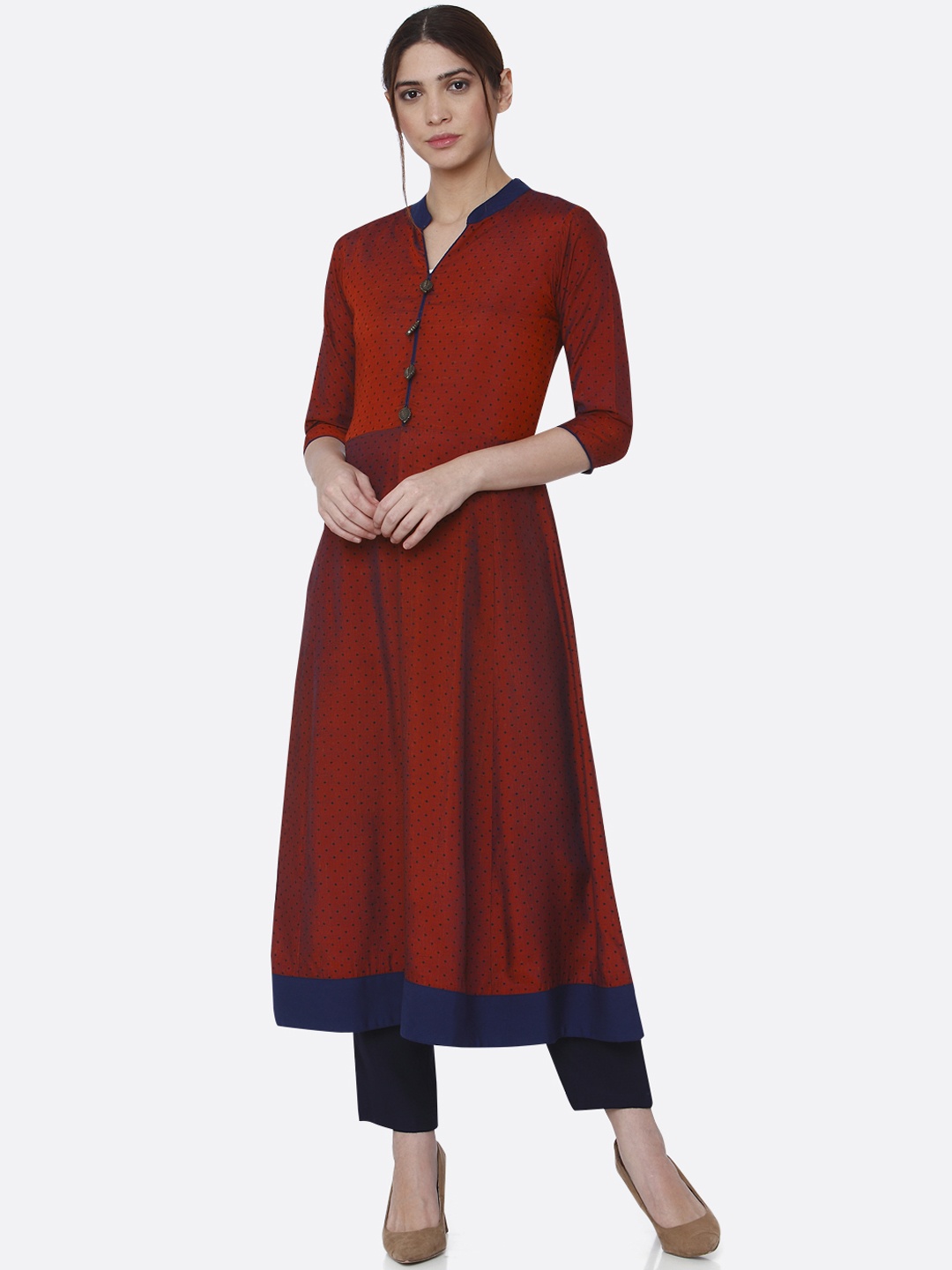 

shiloh Women Red Printed Anarkali Kurta