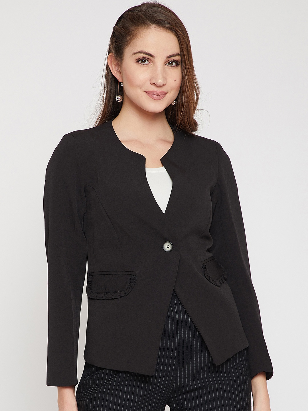 Marie Claire Women Black Single-Breasted Blazer