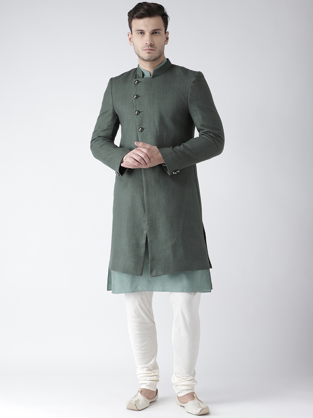 

KISAH Men Indowestern Sherwani Set, Green