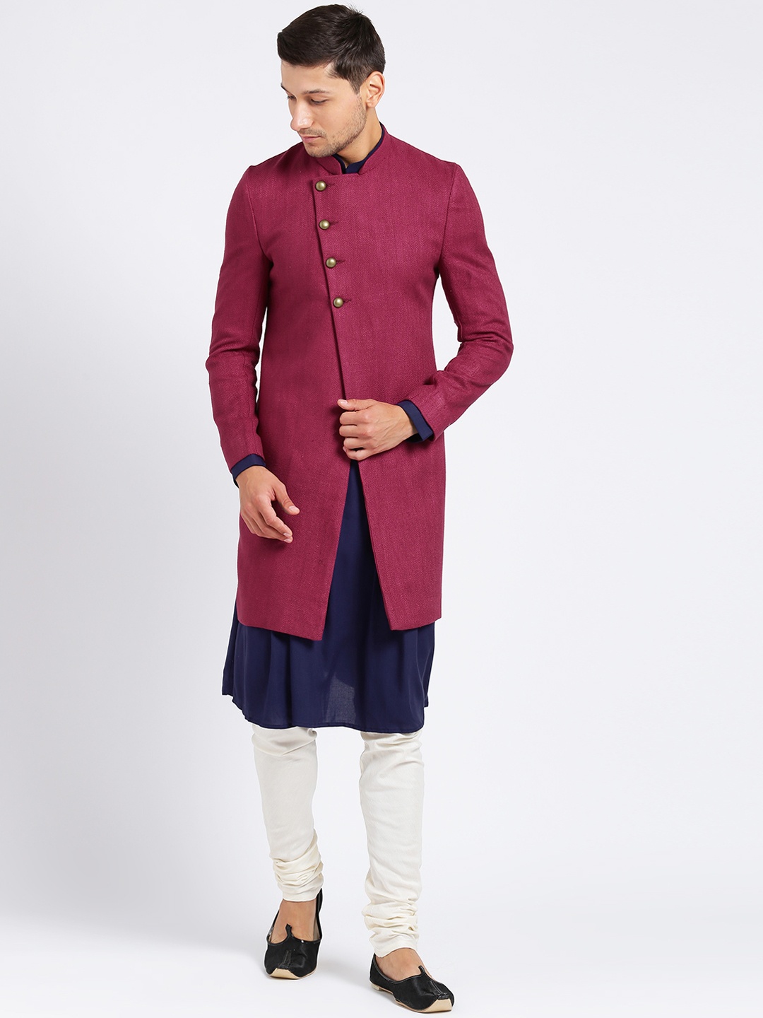 

KISAH Men Pink & Navy Blue Indowestern Sherwani Set