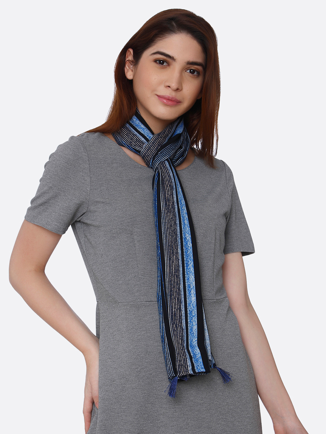 

shiloh Blue & Black Striped Scarf