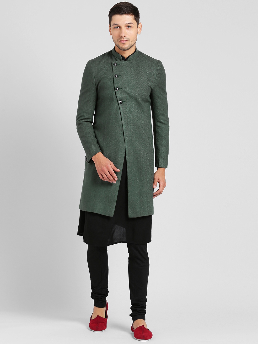 

KISAH Men Indowestern Sherwani Set, Green