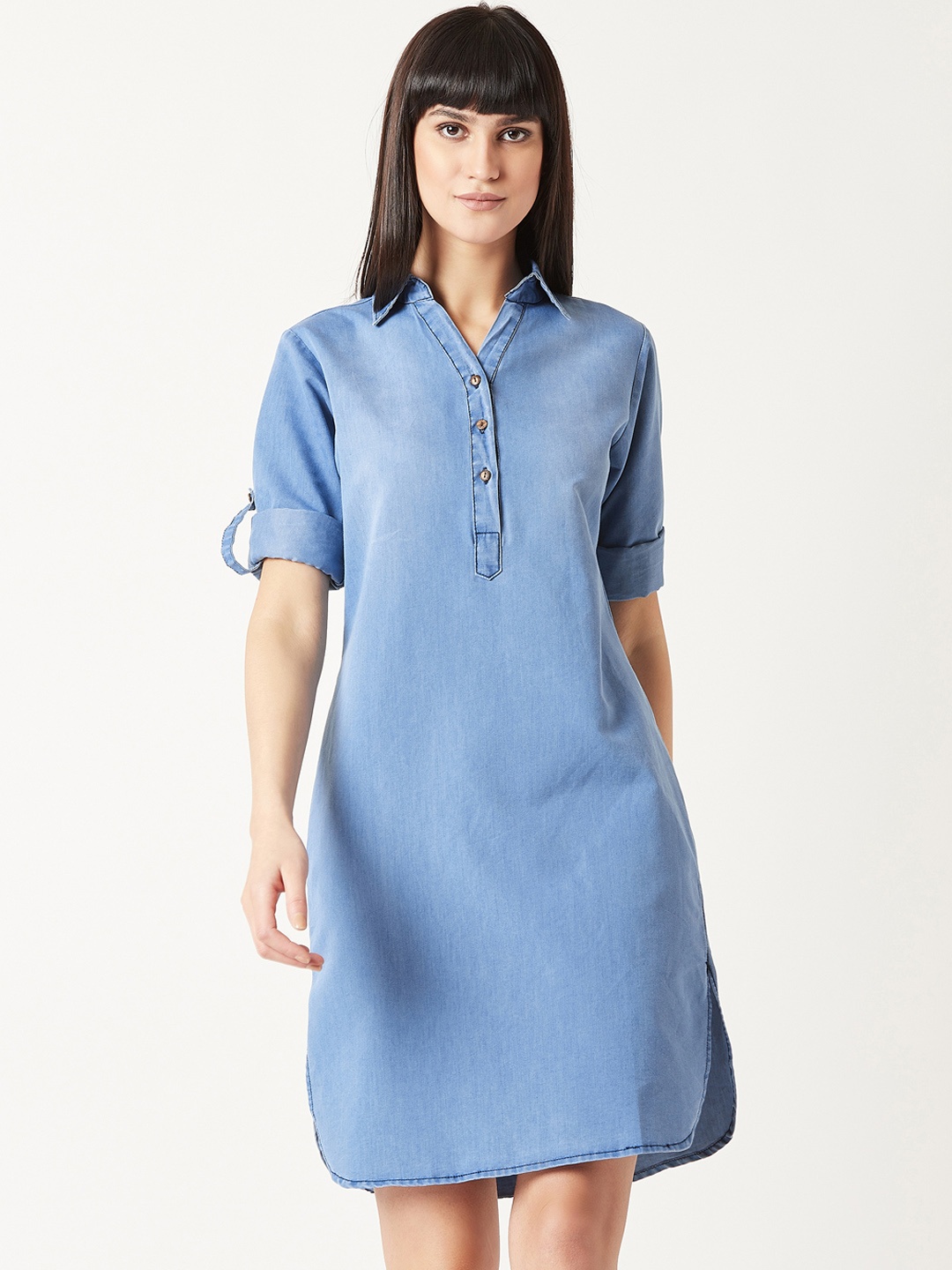 

Miss Chase Women Blue Solid Shirt Dress