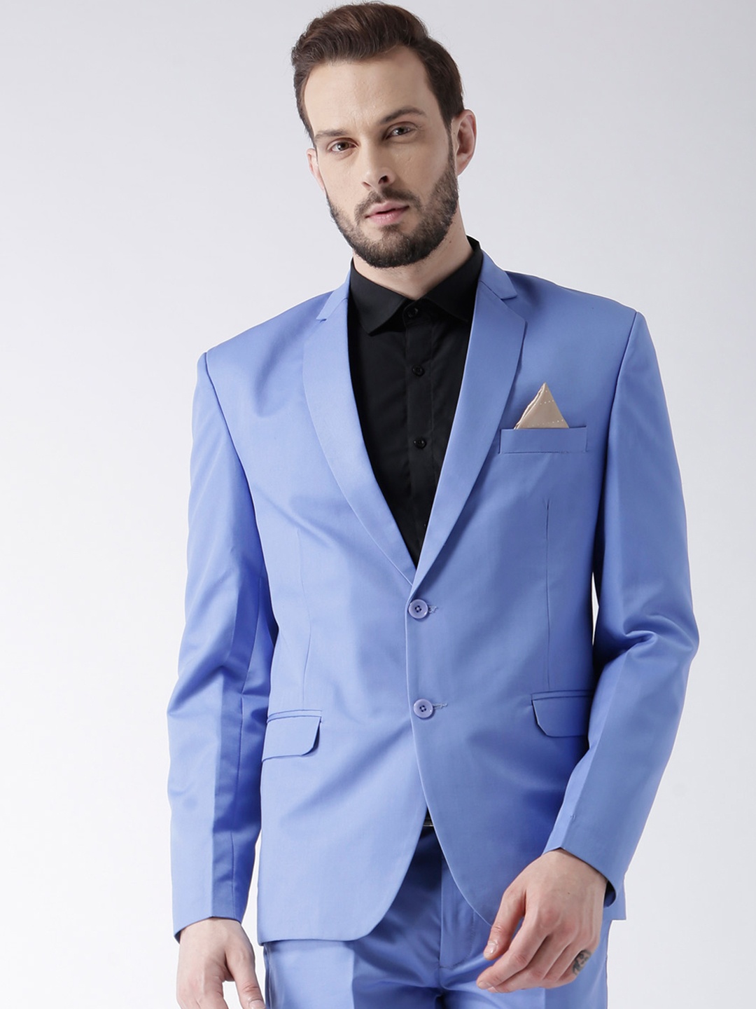 

Hangup Men Blue Solid Single-Breasted Formal Blazer