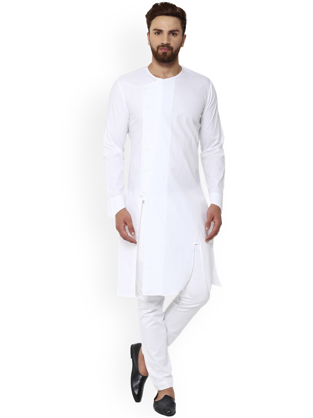 

See Designs Men White Solid Straight Kurta