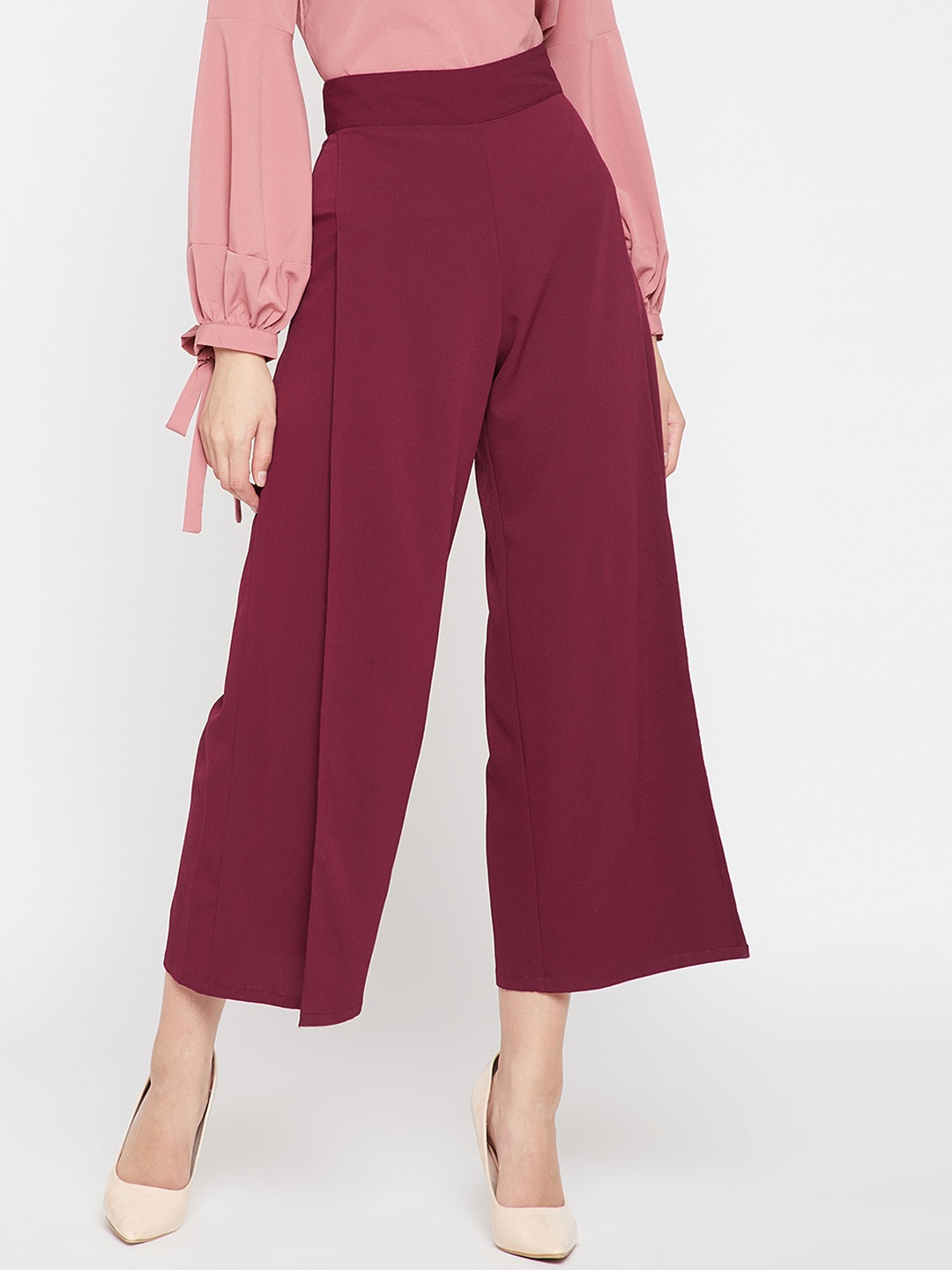 

Marie Claire Women Maroon Loose Fit Solid Crop Culottes