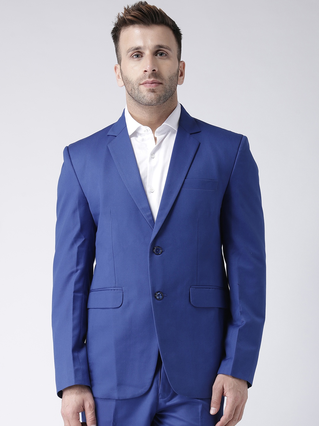 

Hangup Men Blue Solid Single-Breasted Casual Blazer
