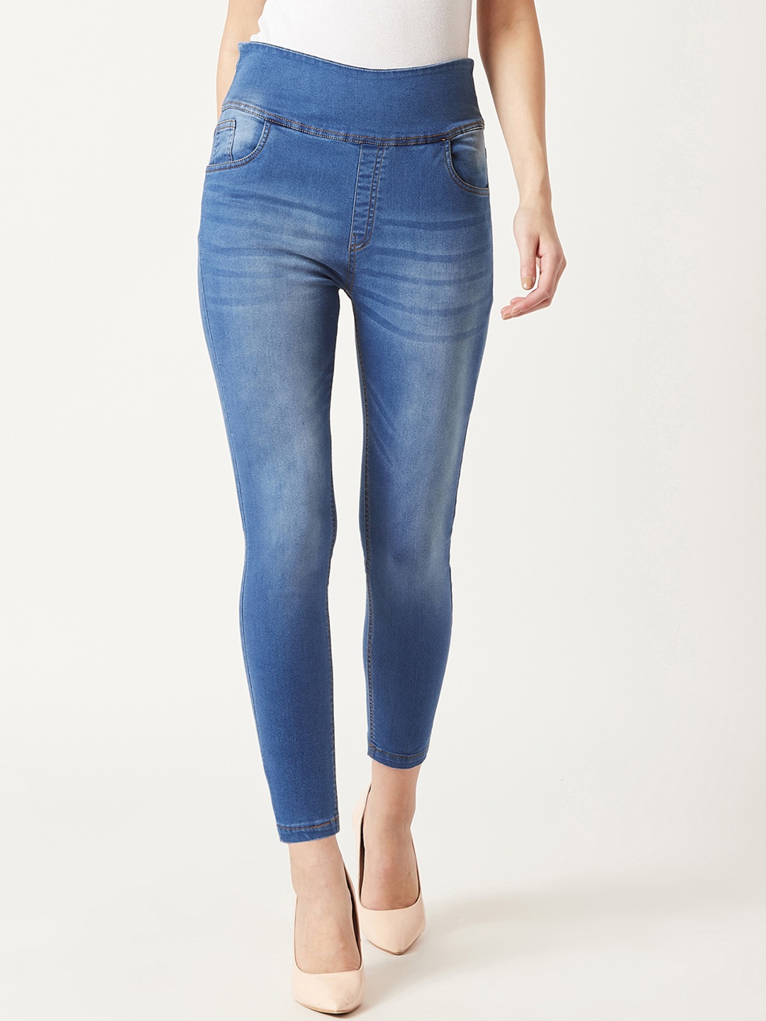 

Miss Chase Women Blue Skinny Fit Solid Denim Jeggings