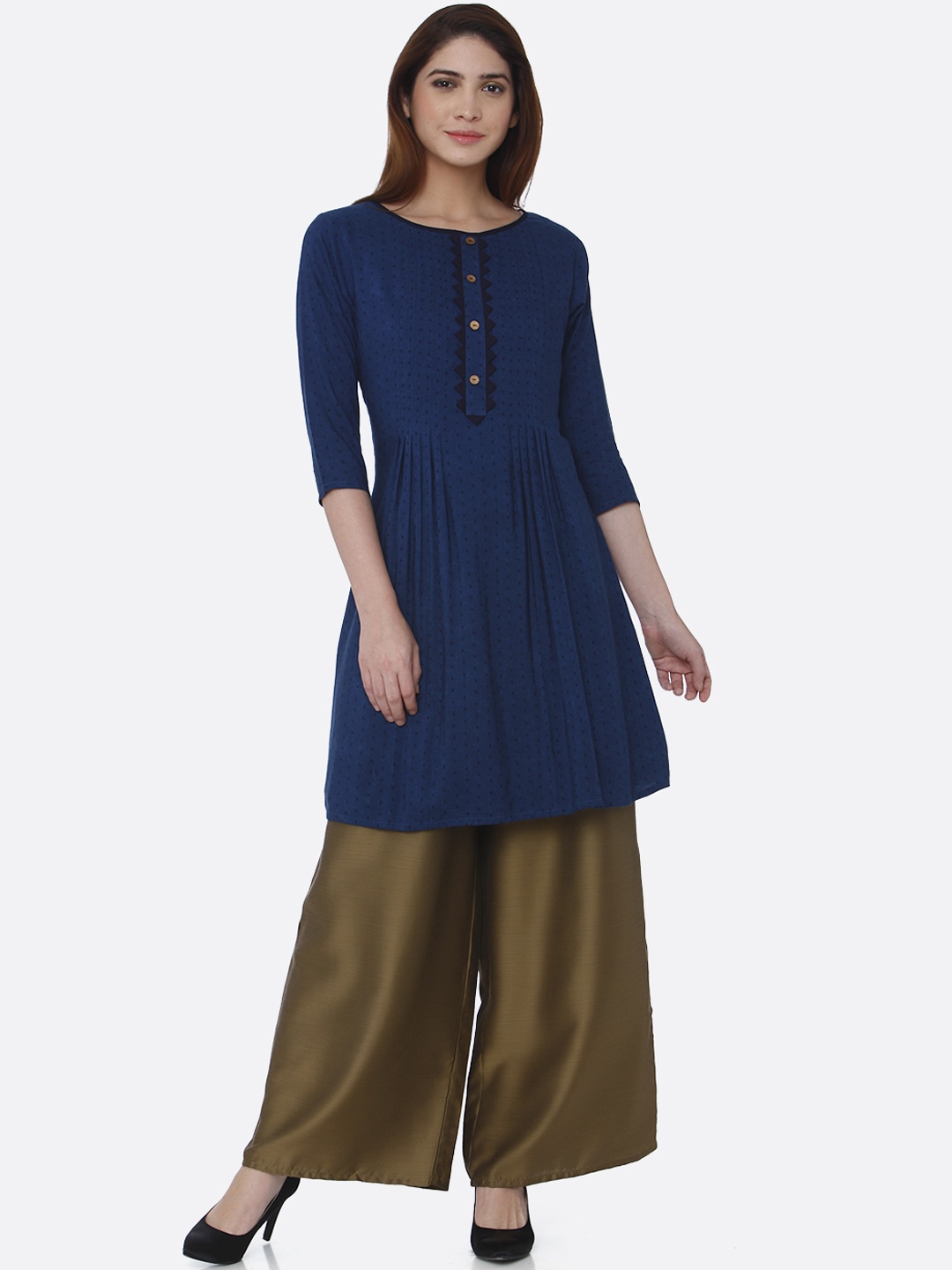 

shiloh Women Blue Printed A-Line Kurta